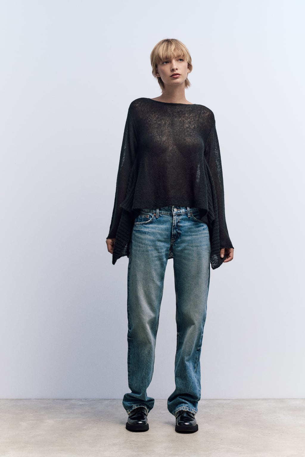

Мини-платье из крученой пряжи ZARA, черный