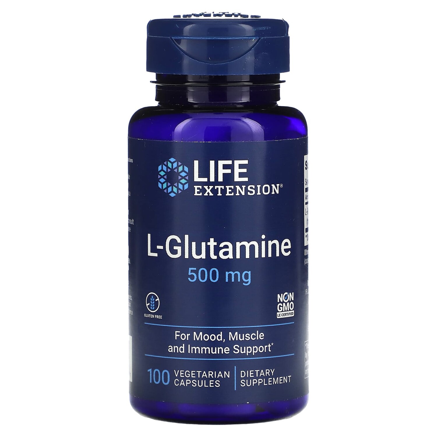 

L-глютамин, 500 мг, 100 вегетарианских капсул, Life Extension