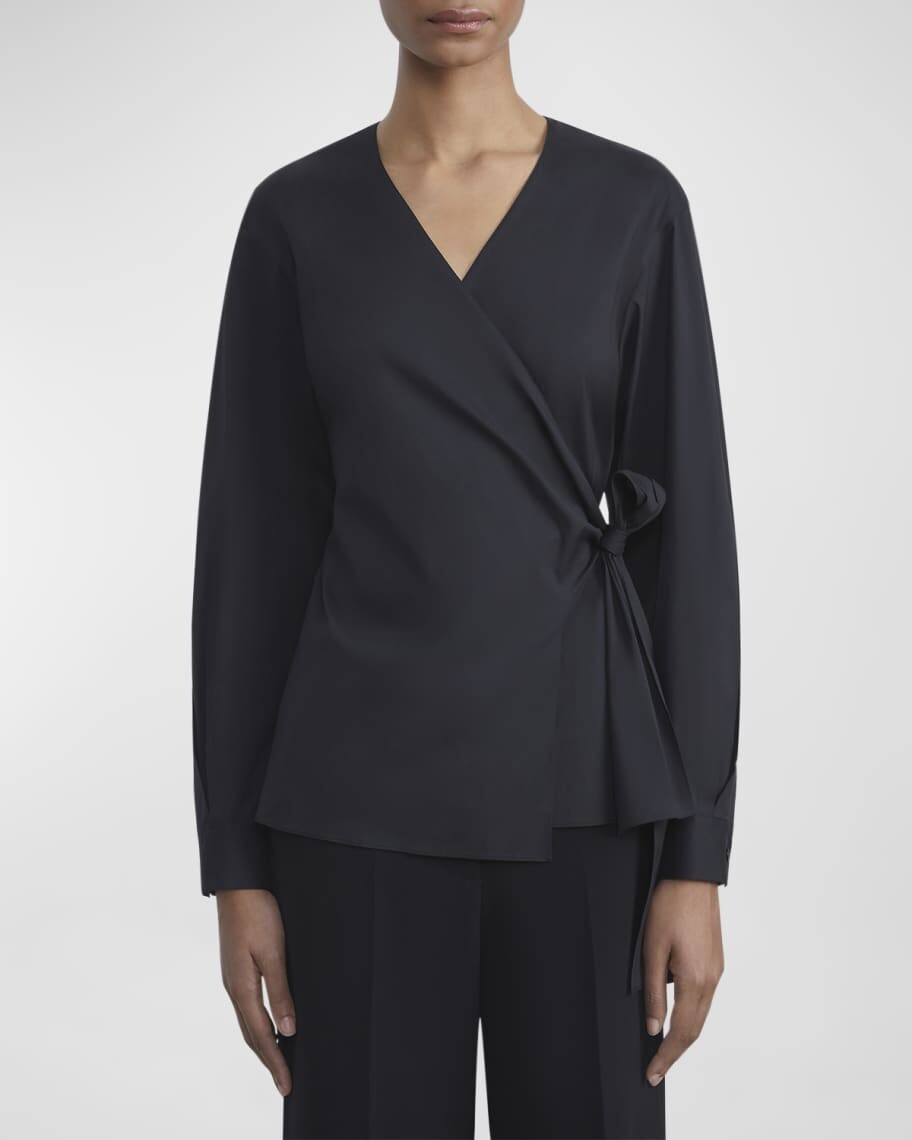

Эластичная хлопковая блузка с запахом Lafayette 148 New York