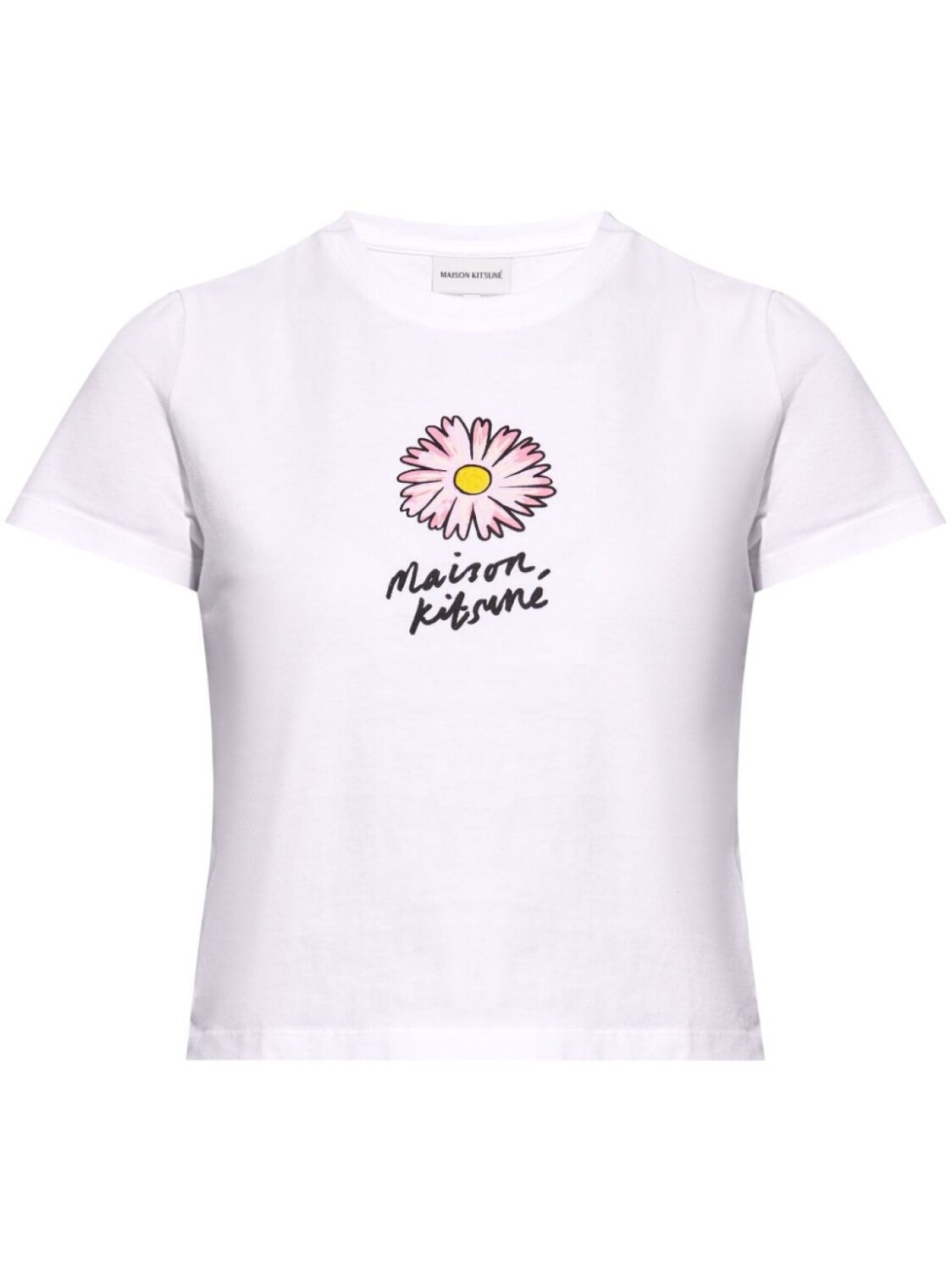 

Хлопковая футболка с струящимся цветочным принтом Maison Kitsuné, белый