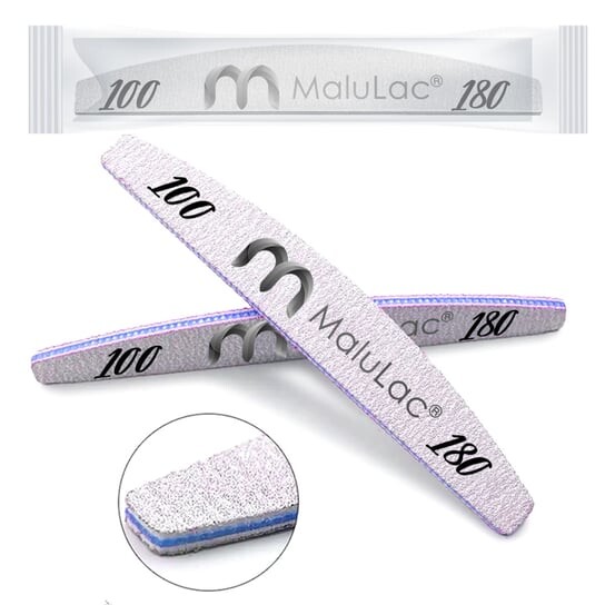

Пилочка для ногтей Malulac Boat Crescent Zebra Safe Package, градация 100/180
