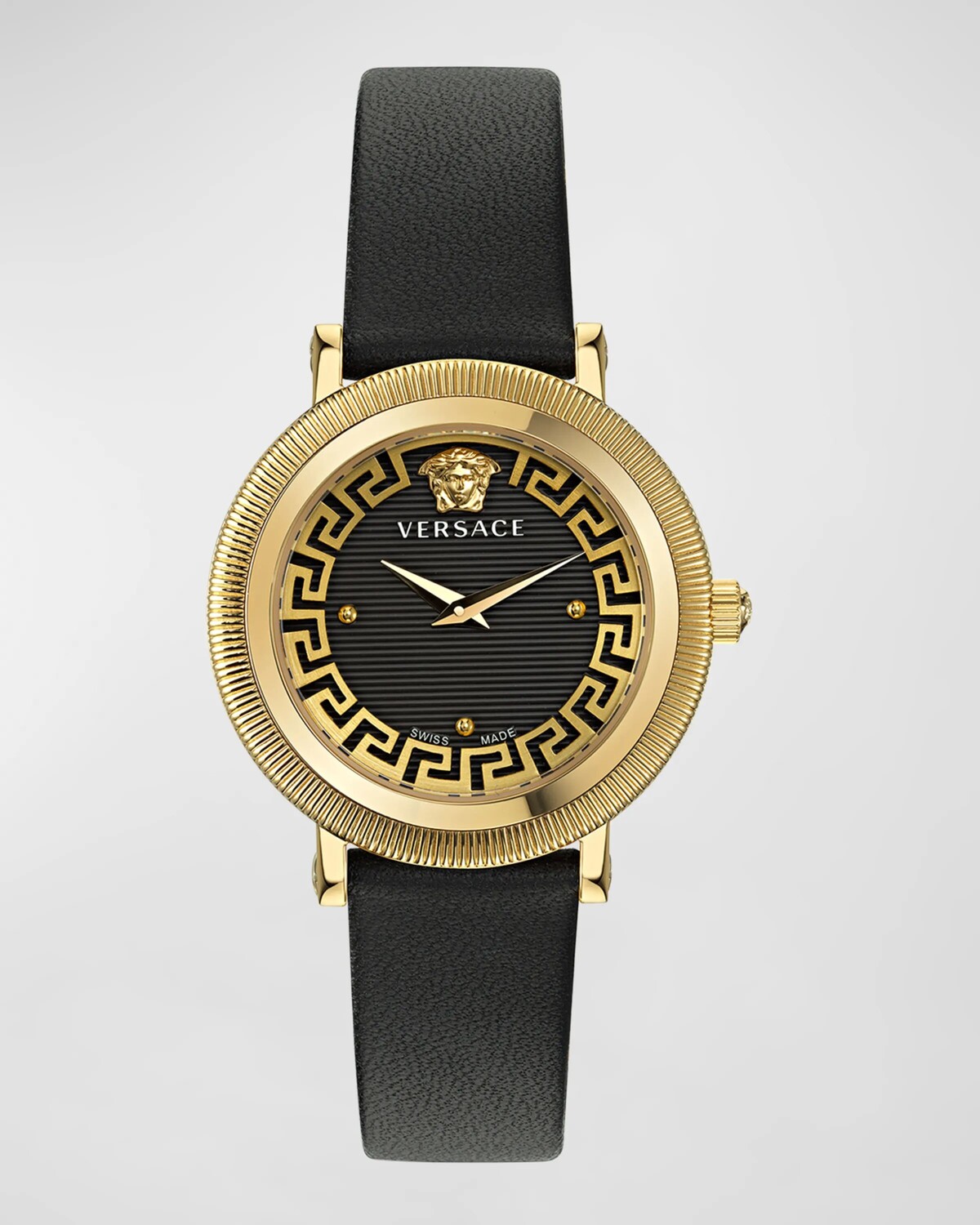 

Часы Greca Flourish, 35 мм, с кожаным ремешком, черные Versace, цвет Ip Yellow Gold