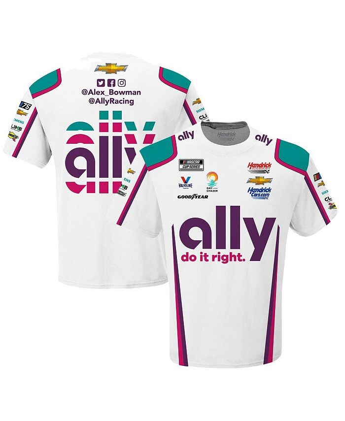 

Мужская белая футболка Alex Bowman Ally Sublimated Team Uniform Hendrick Motorsports Team Collection, белый