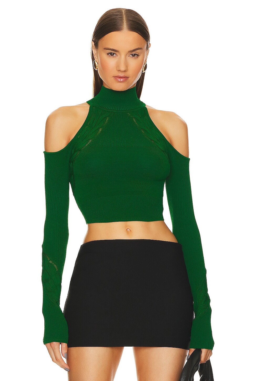 

Топ Michael Costello Jesseni Cold Shoulder, цвет Forest Green