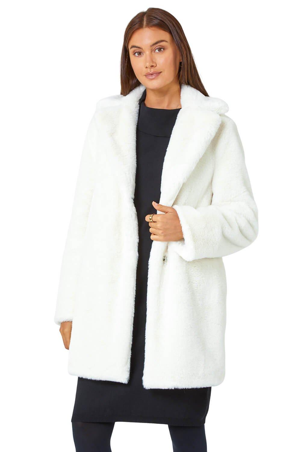 Длинное пальто из искусственного меха Roman, белый цена и фото