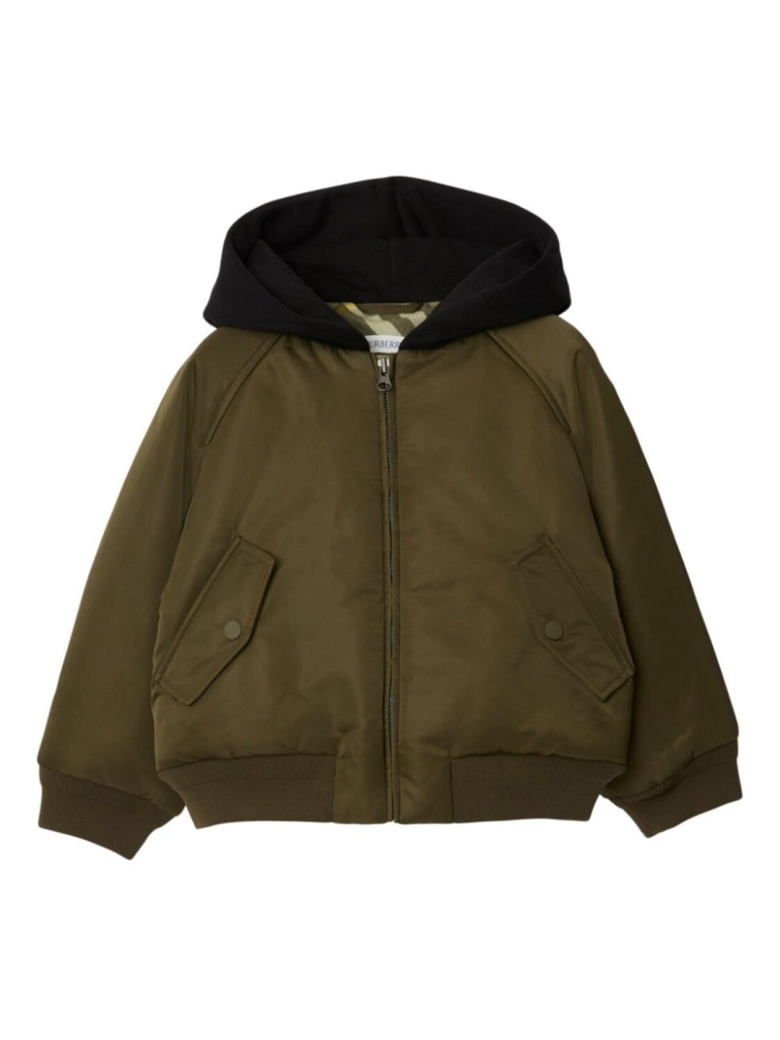 

Burberry Kids бомбер с капюшоном, зеленый