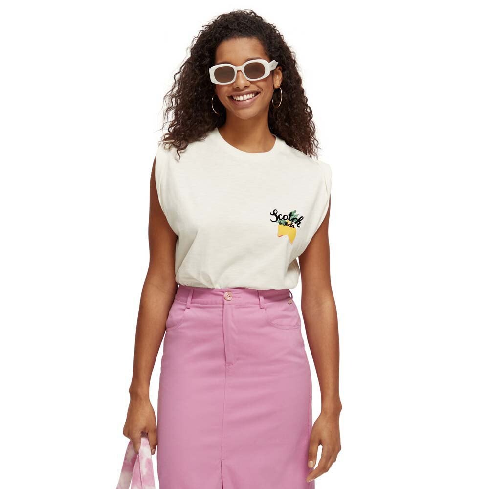 

Футболка без рукавов Scotch & Soda Loose Fit Folded Shoulder Detail, белый
