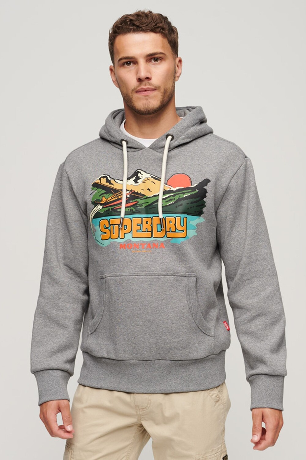 

Толстовка с принтом Travel Postcard Superdry, серый