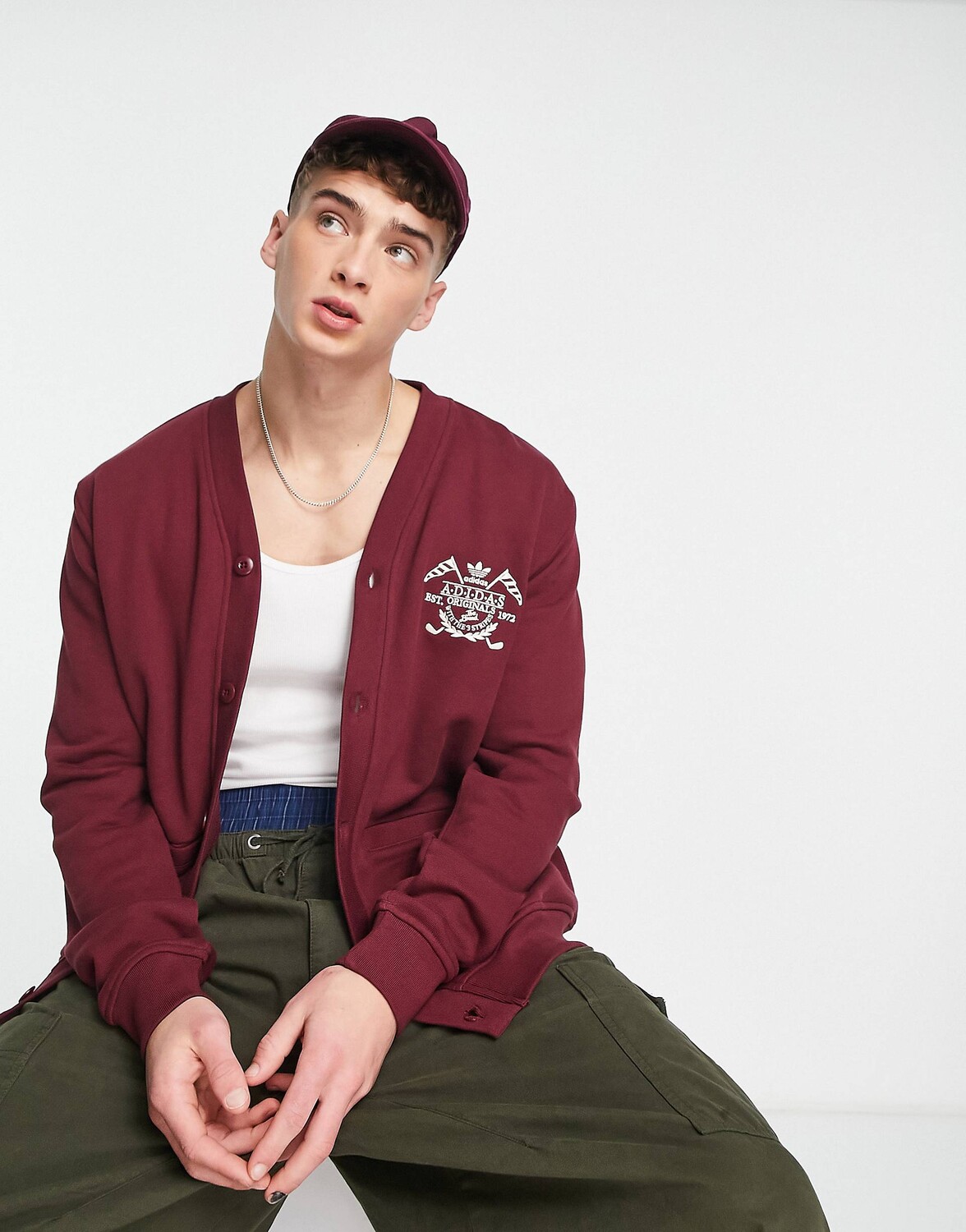 

Бордовый кардиган с логотипом adidas Originals, Красный
