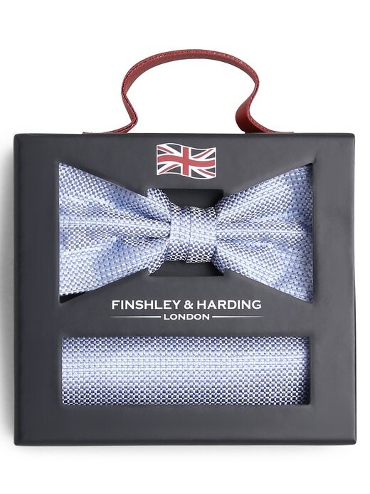 

Шелковый галстук-бабочка и нагрудный платок Finshley & Harding London, голубой