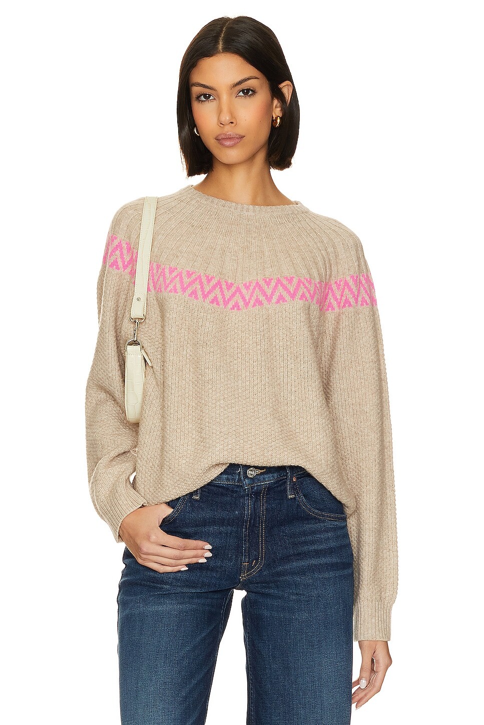 

Свитер JUMPER 1234 Mix Stitch Nordic Crew, цвет Ludlow & Neon Pink