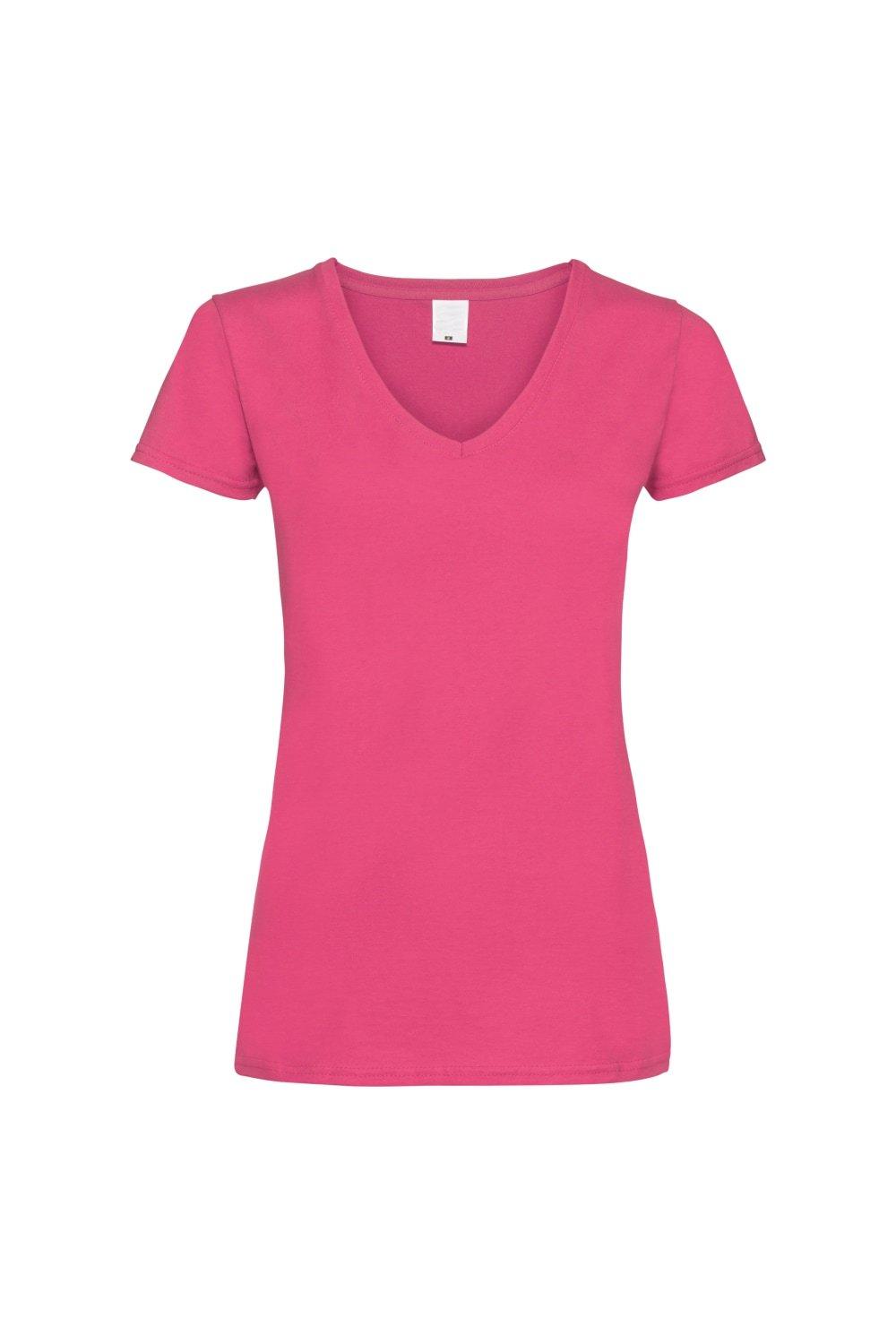 Повседневная футболка Value с V-образным вырезом и короткими рукавами Universal Textiles, розовый мужская футболка доберман принт собака s серый меланж