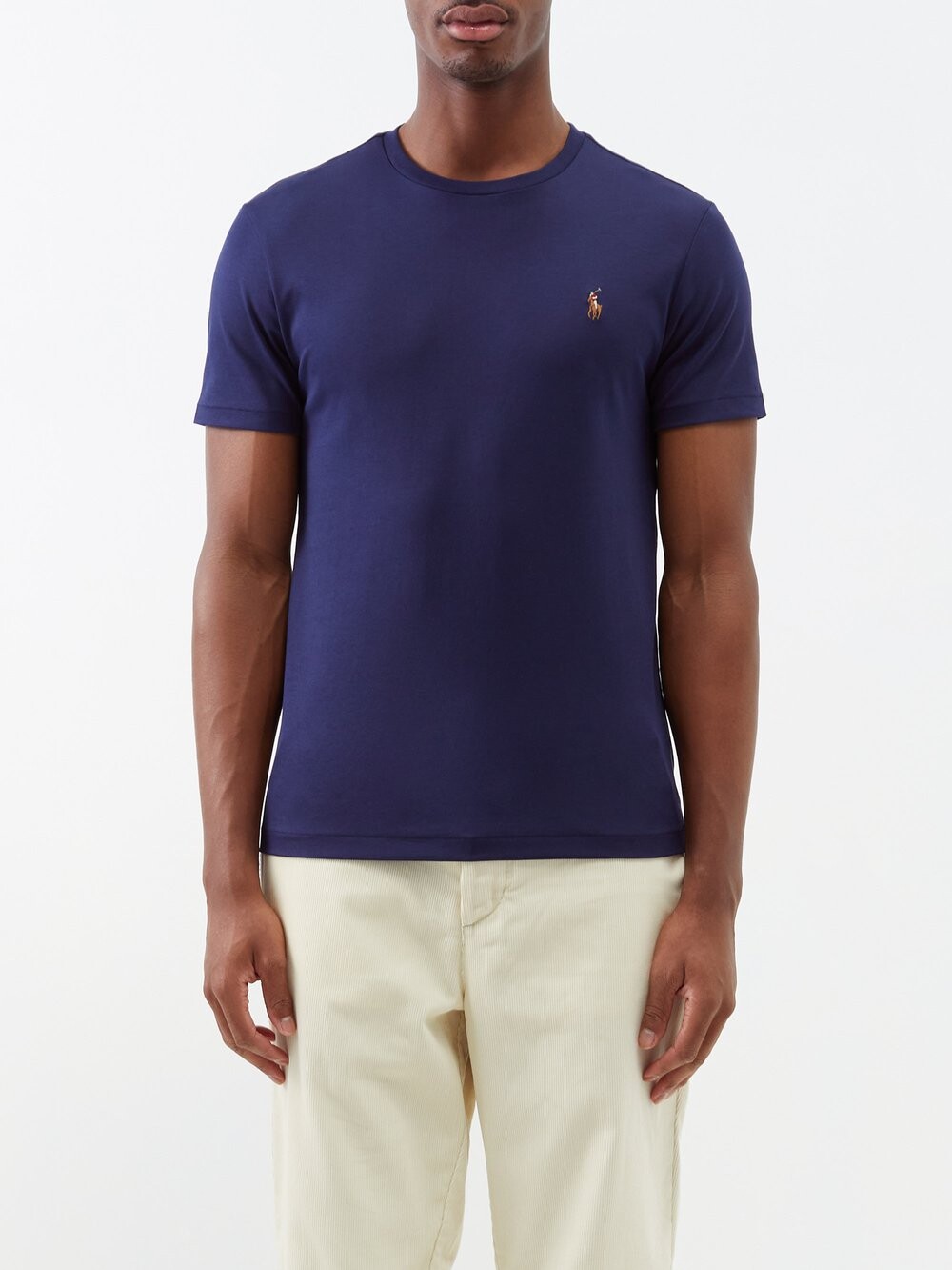 

Футболка из хлопкового джерси с вышитым логотипом Polo Ralph Lauren, синий