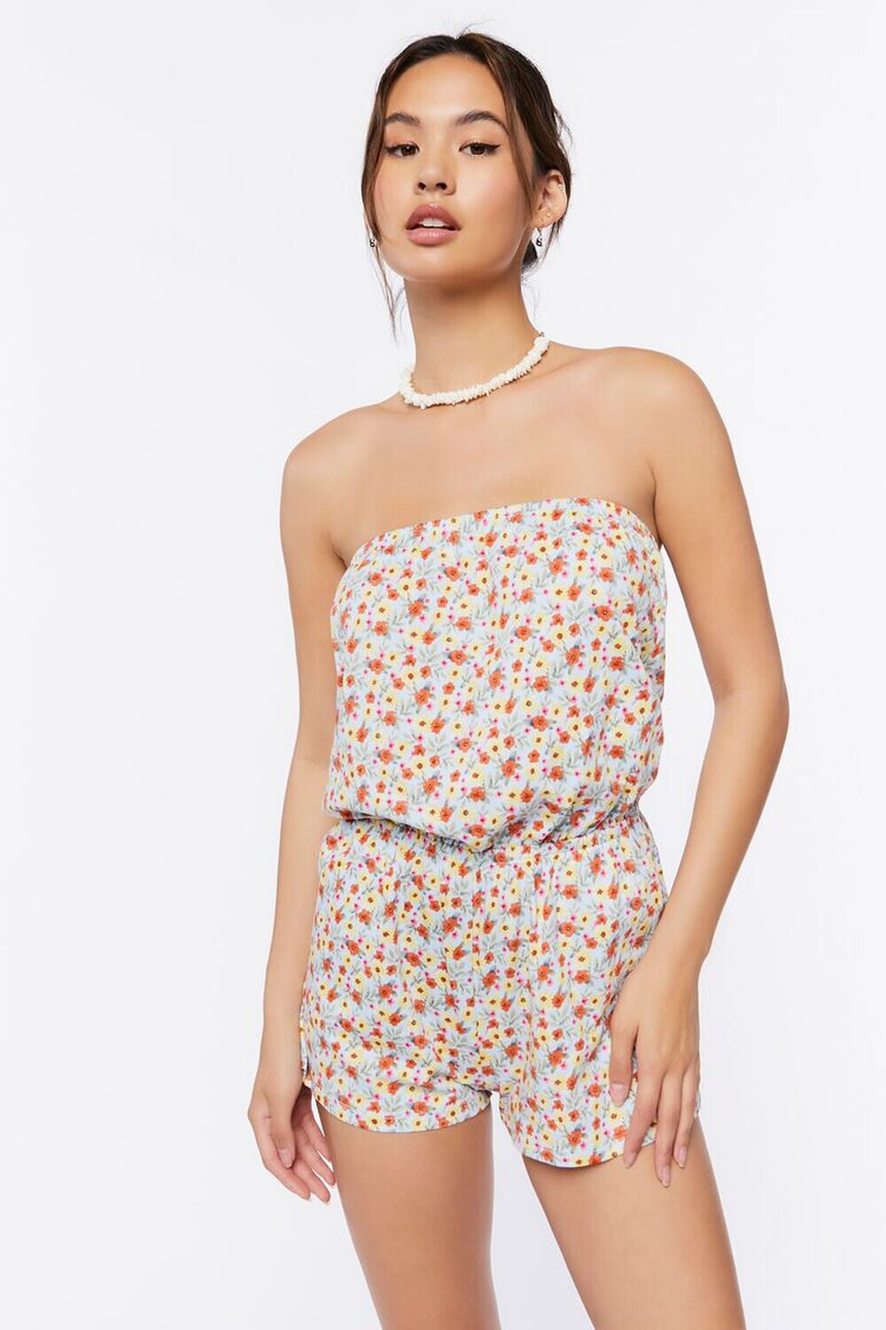 

Комбинезон без бретелек с цветочным принтом Ditsy Forever 21, синий