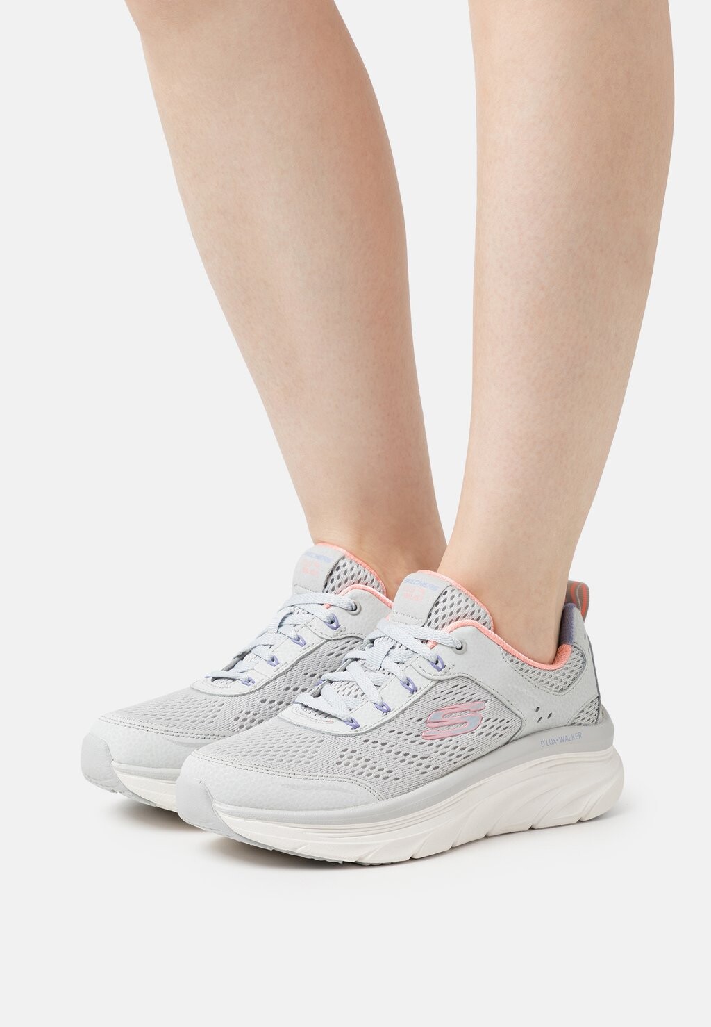 

Кроссовки Skechers D'Lux Walker, светло-серый / коралловый