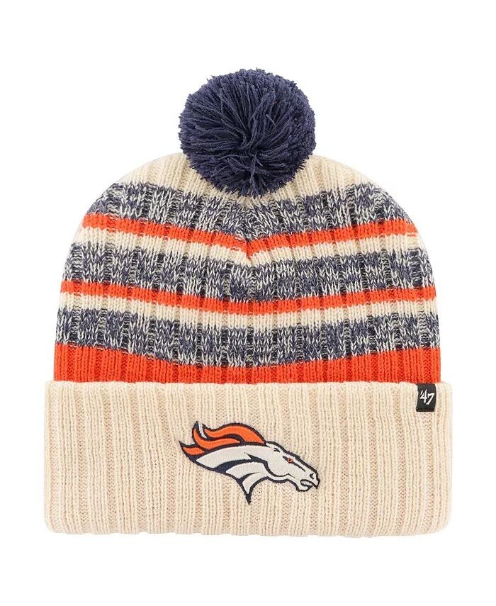

Мужская кремовая вязаная шапка Denver Broncos Tavern с манжетами и помпоном '47 Brand, бежевый