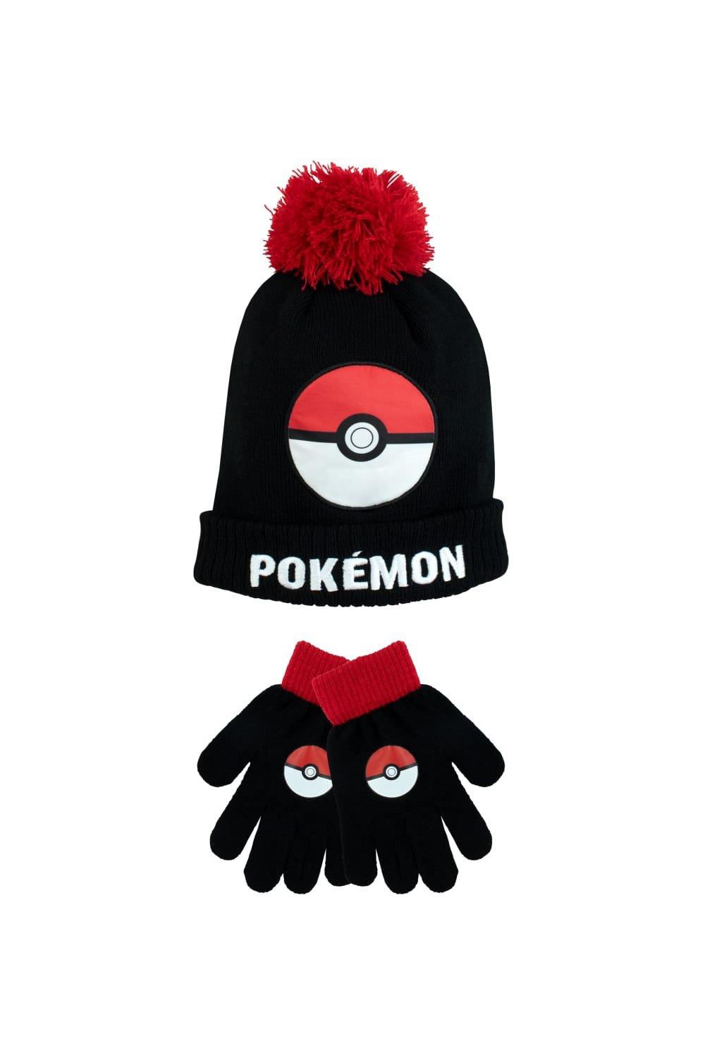 цена Комплект зимней шапки и перчаток Pokemon, черный