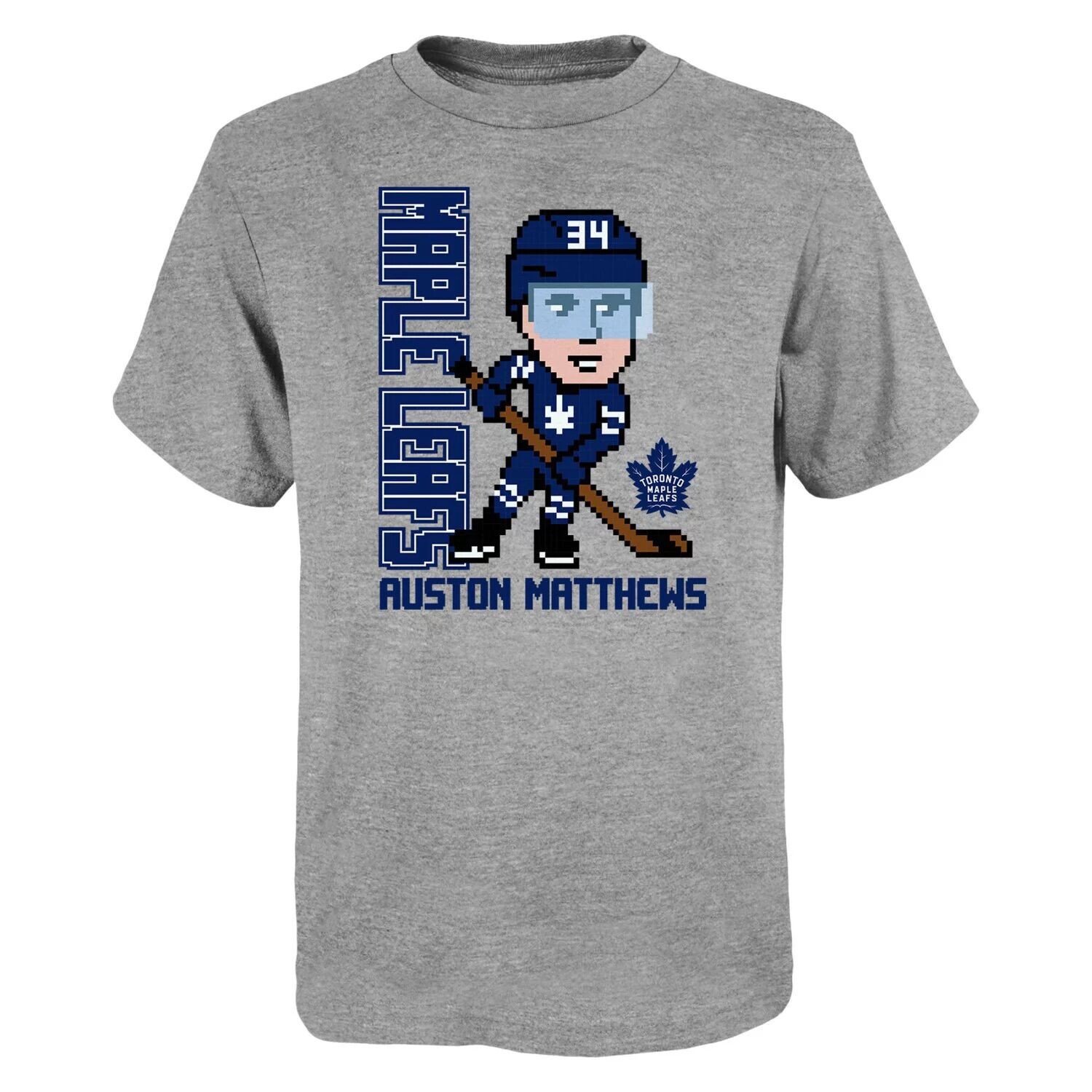 

Молодежная футболка Auston Matthews Heather Grey Toronto Maple Leafs Pixel Player 2.0 Outerstuff