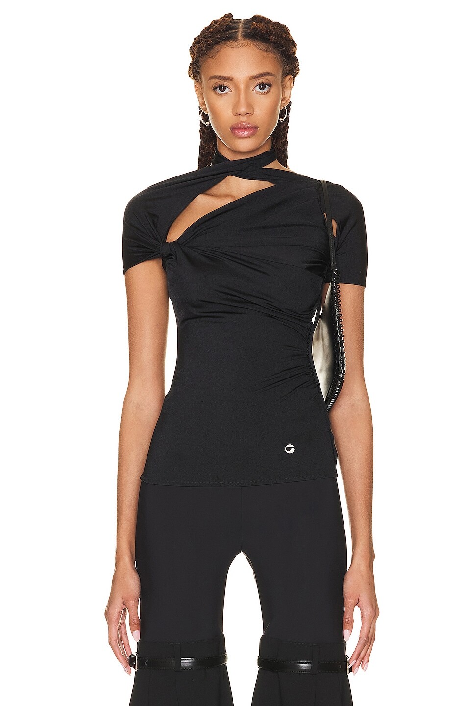 

Топ Coperni Jersey Draped Cut Out, черный