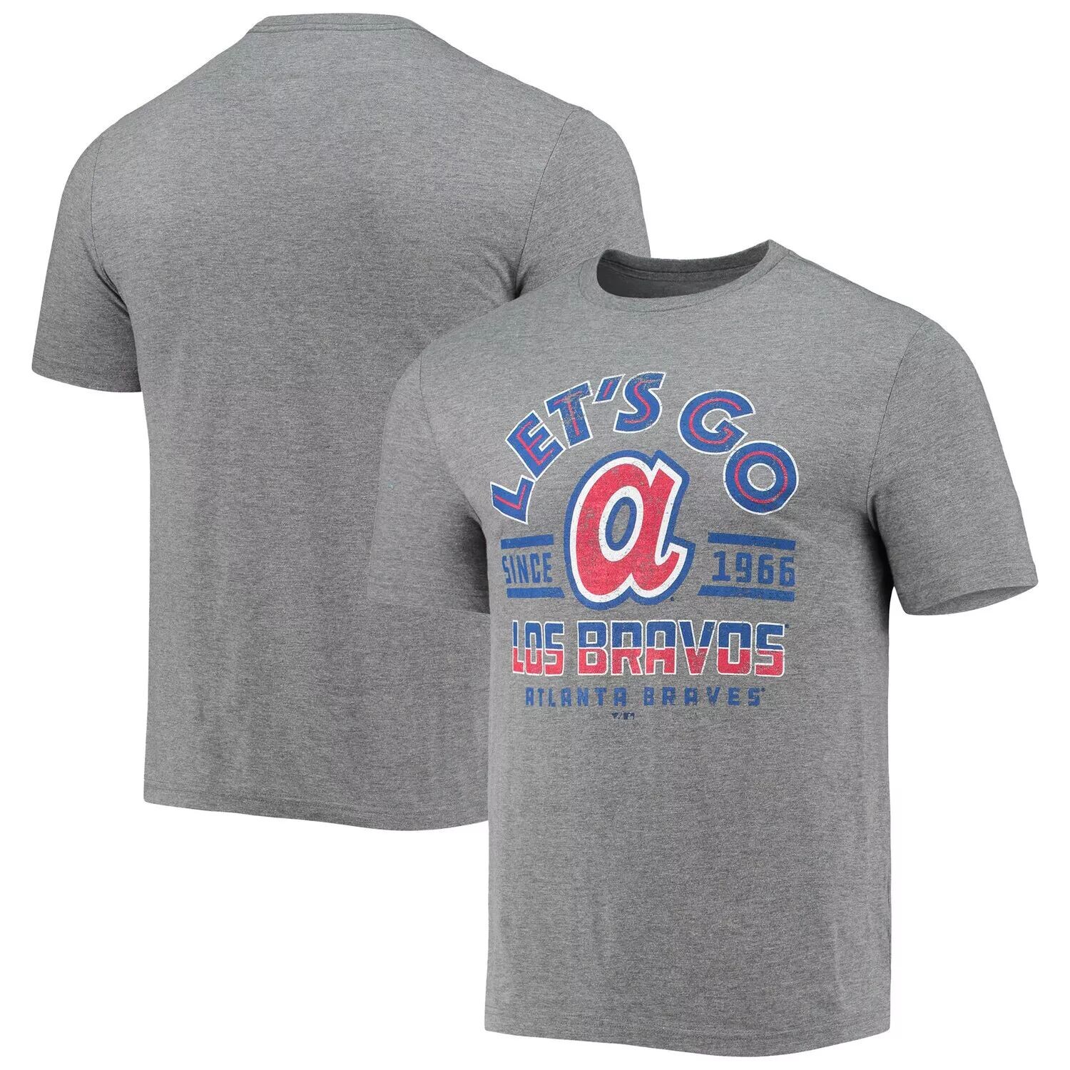 

Мужская футболка Fanatics фирменного цвета с меланжевым отливом серого цвета Atlanta Braves The Bravos Hometown Collection Tri-Blend, Серый