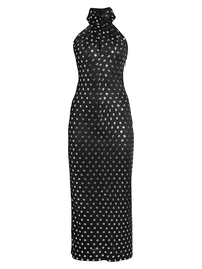 

Платье без рукавов с водолазкой и люверсами Alaïa, цвет black silver