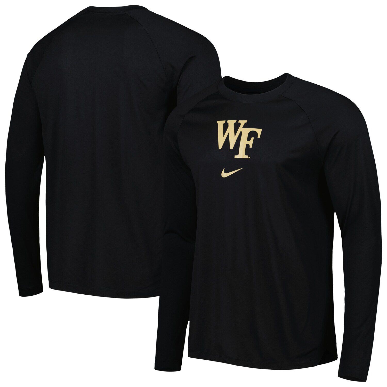 

Мужская черная футболка с длинным рукавом Wake Forest Demon Deacons Spotlight реглан Performance Nike, Черный