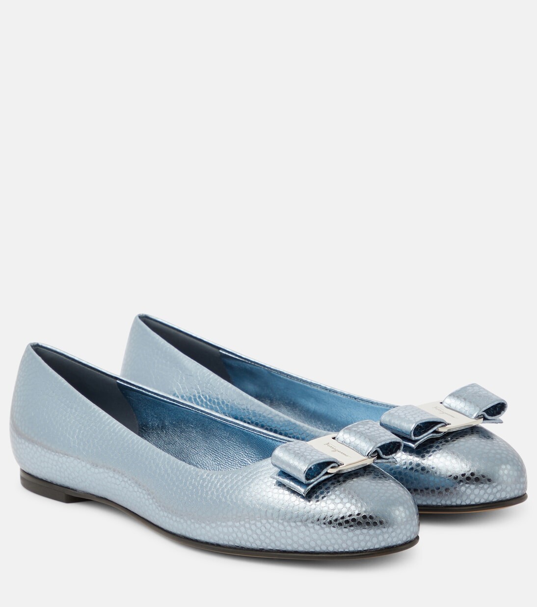 

Кожаные балетки varina с бантом Ferragamo, синий