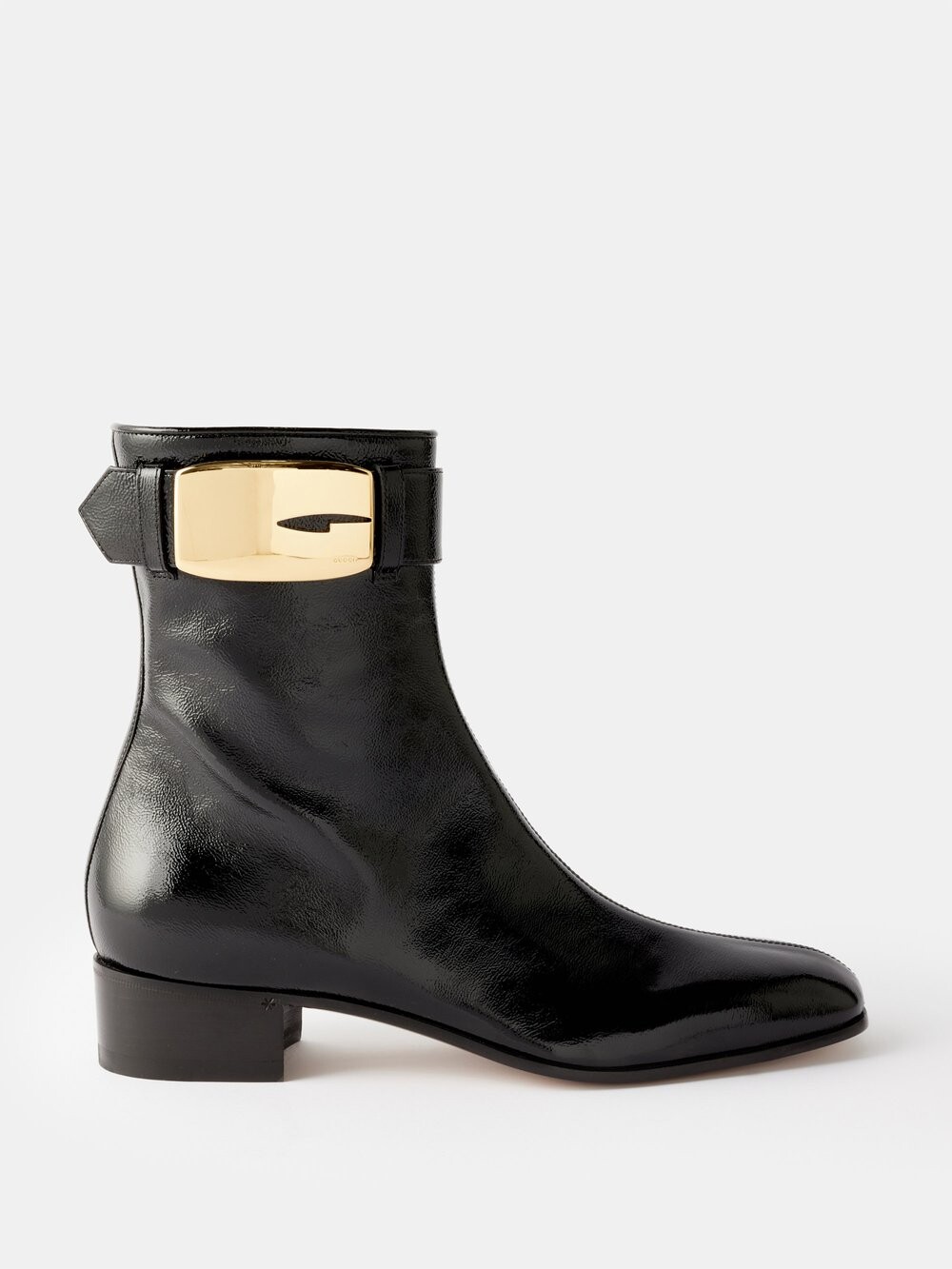 

Лакированные ботинки с пряжкой g Gucci, черный
