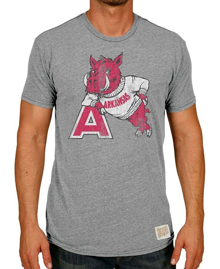 

Мужская футболка Heather Grey Arkansas Razorbacks в винтажном стиле Hog A Tri-Blend Original Retro Brand, серый