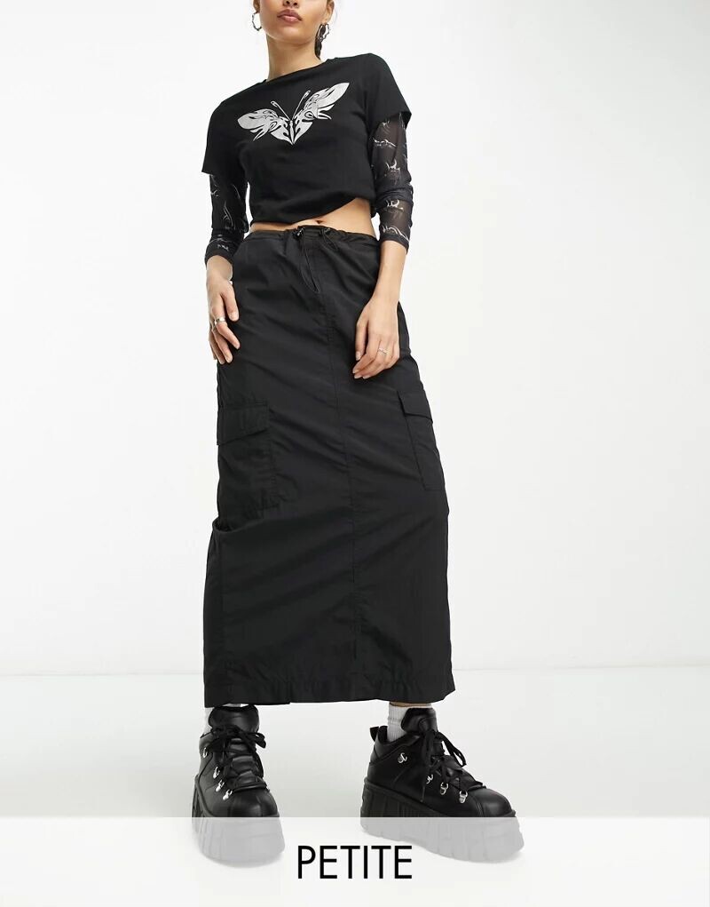 

Черная юбка макси с парашютом New Look