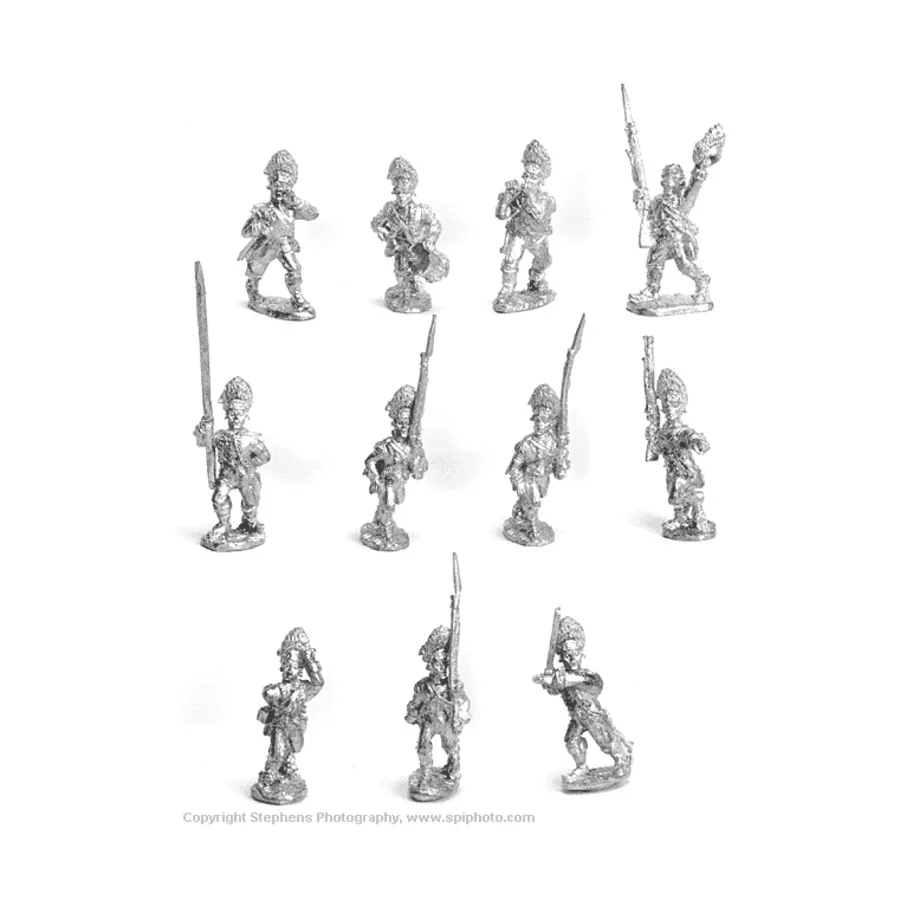 

Британские гренадеры маршируют/атакуют под командованием, American War of Independence Miniatures (25mm)