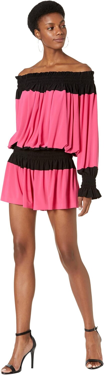 

Комбинезон Norma Kamali Spliced Peasant Jumpshorts, цвет Rose/Black