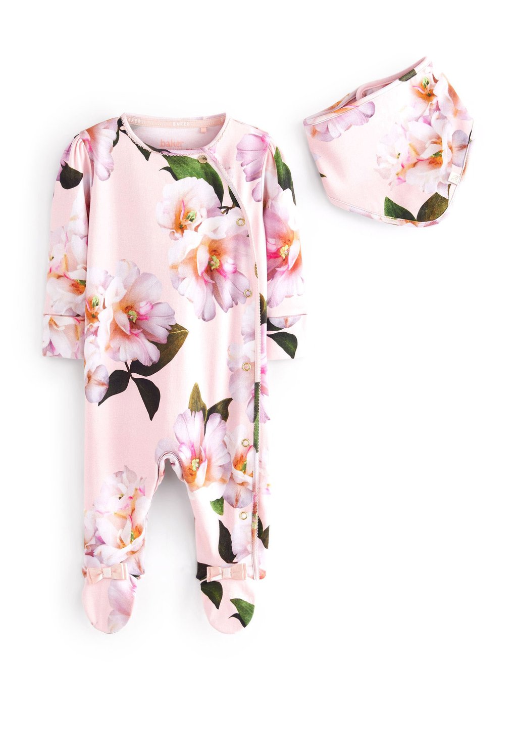 

Комбинезон BAKER BY TED BAKER PINK FLORAL SLEEPSUIT AND BIB SET, цвет pink