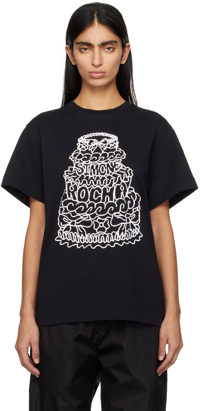 

Черная футболка с принтом Simone Rocha, цвет Black/White