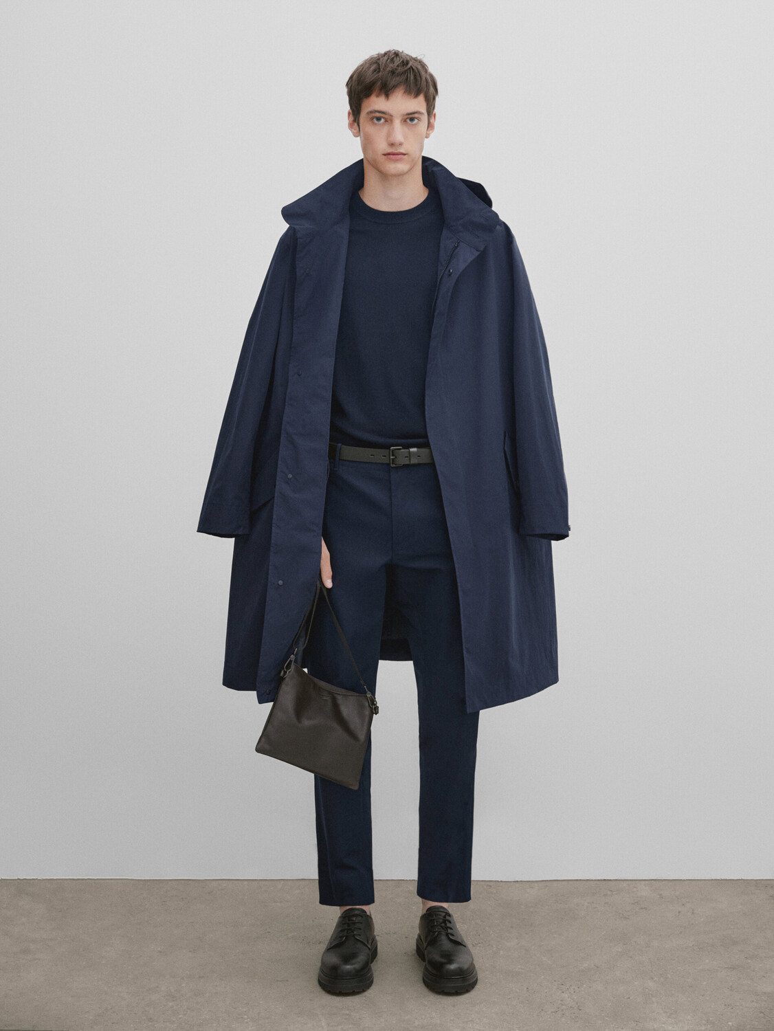 

Прямые хлопковые чиносы Massimo Dutti, темно-синий