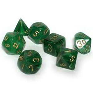 

Аксессуары Chessex Chessex Dice Set: Vortex Green w/Gold (7)