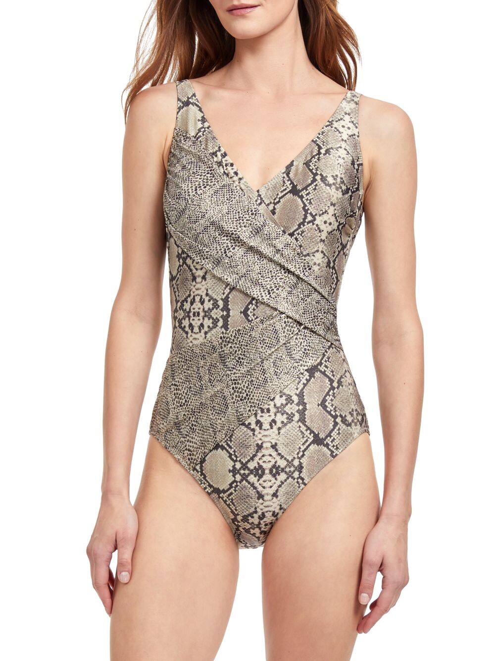 

Цельный купальник Python Surplice Gottex Swimwear, Серый