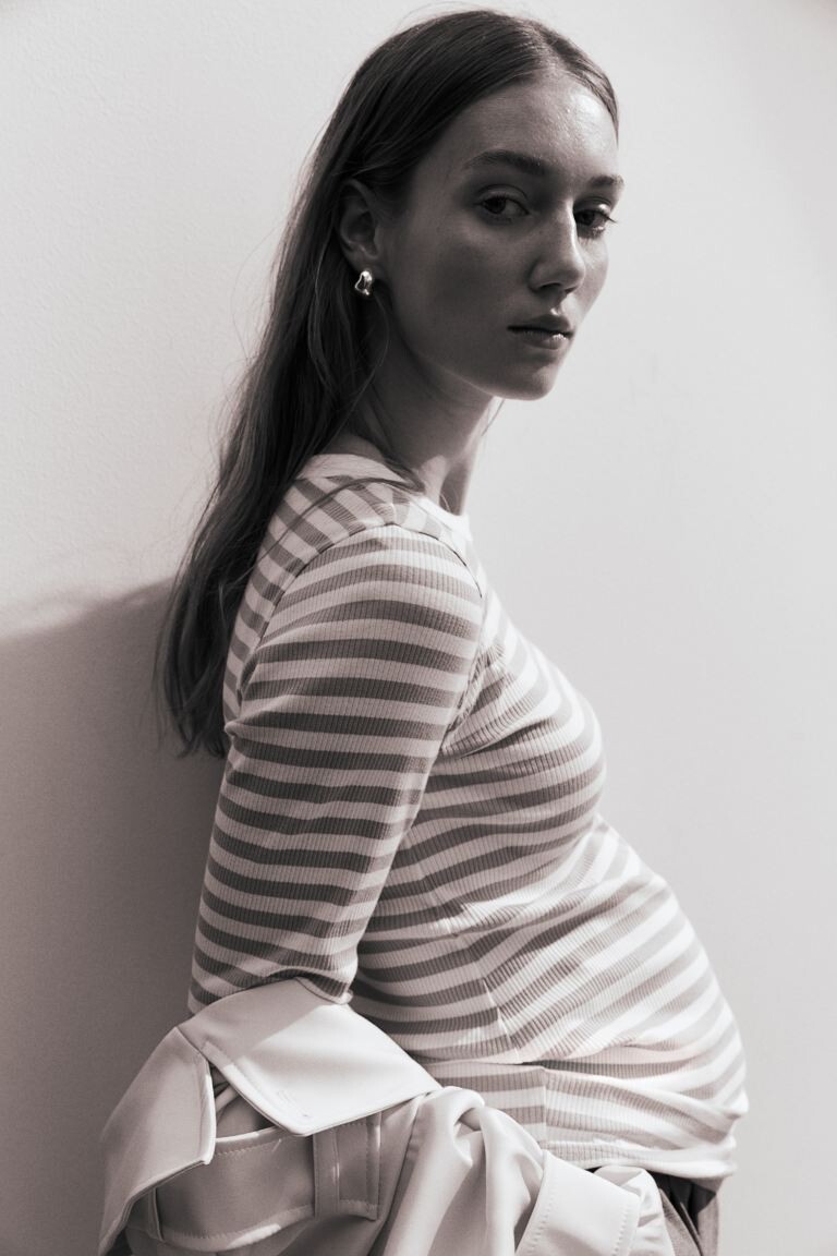 

Рубашка из джерси в рубчик Mama H&M, зеленый