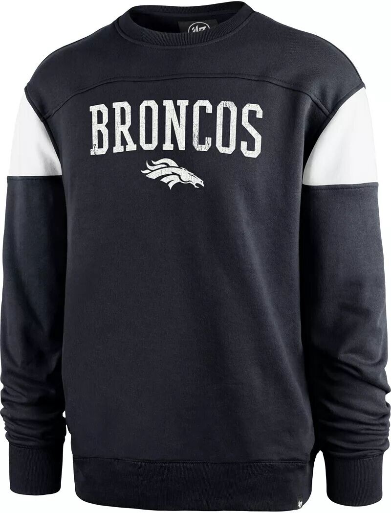 

Мужской свитшот с круглым вырезом '47 Denver Broncos Groundbreak синего цвета