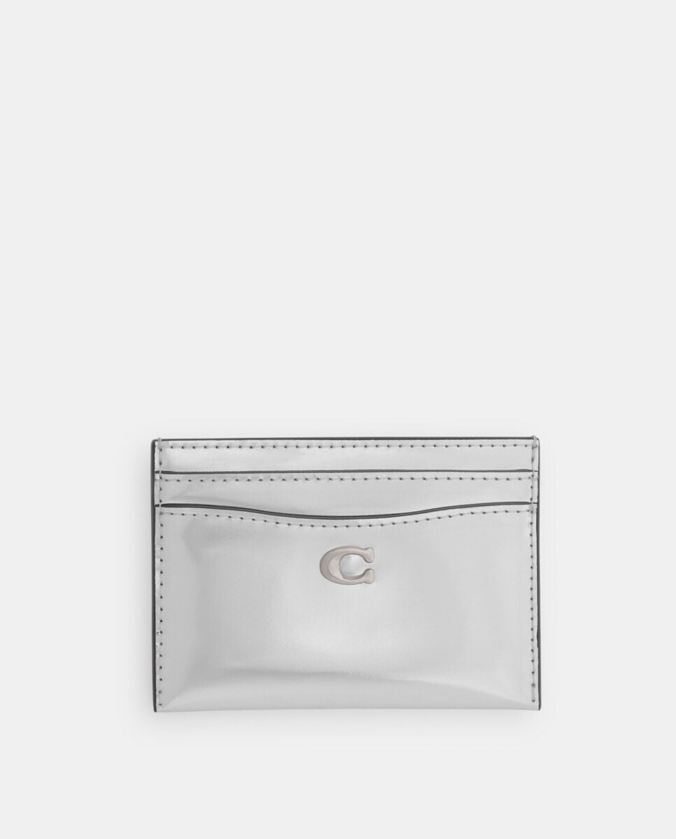 

Визитница из кожи серого цвета металлик Coach, серый