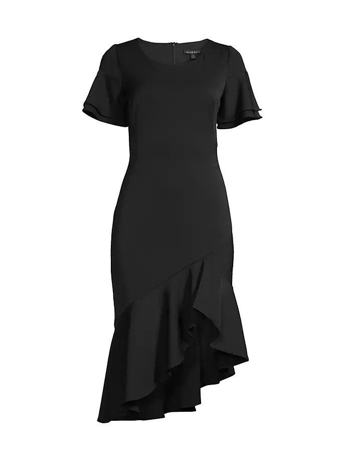 

Мини-платье Ruiz асимметричного кроя с оборками Black Halo, черный