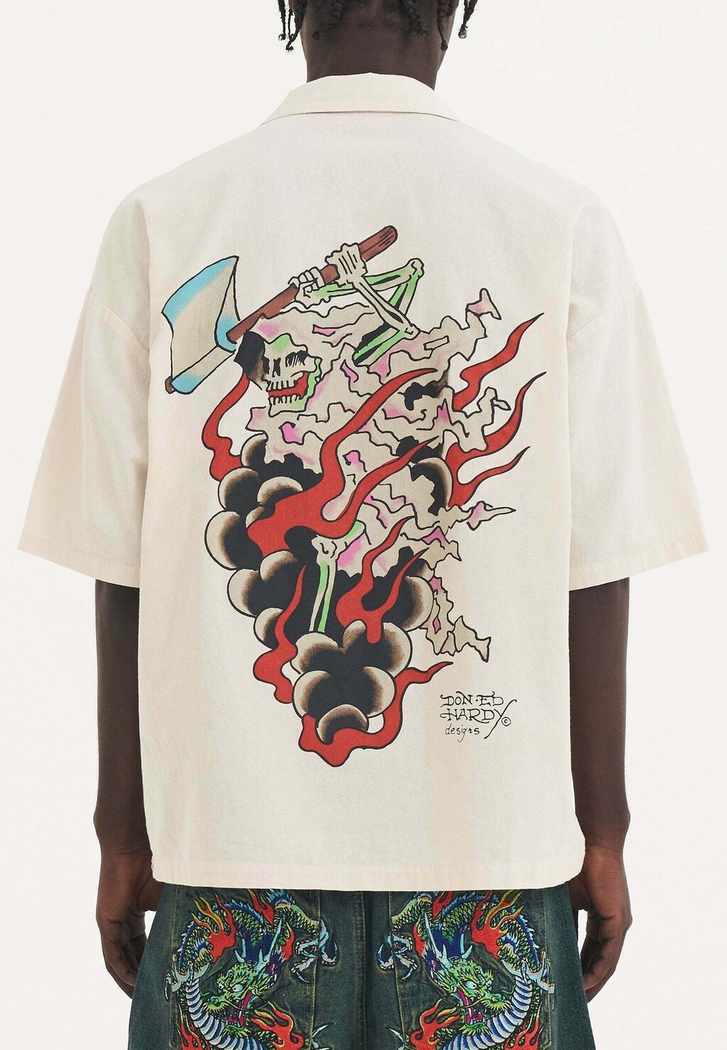 

Рубашка DEATH FIGHTER CAMP SHORT SLEEVE SHIRT Ed Hardy, цвет beige