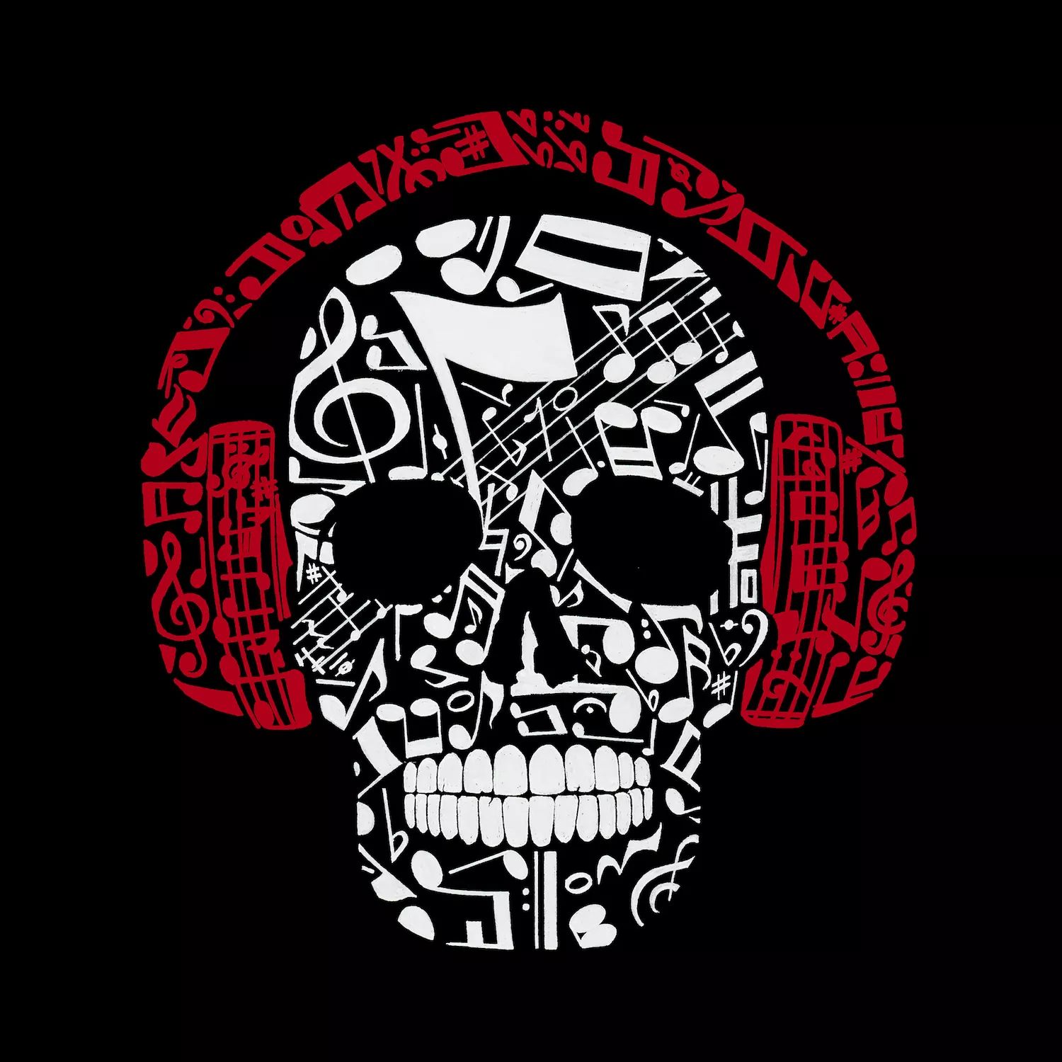 

Music Notes Skull — мужская футболка премиум-класса Word Art LA Pop Art, черный