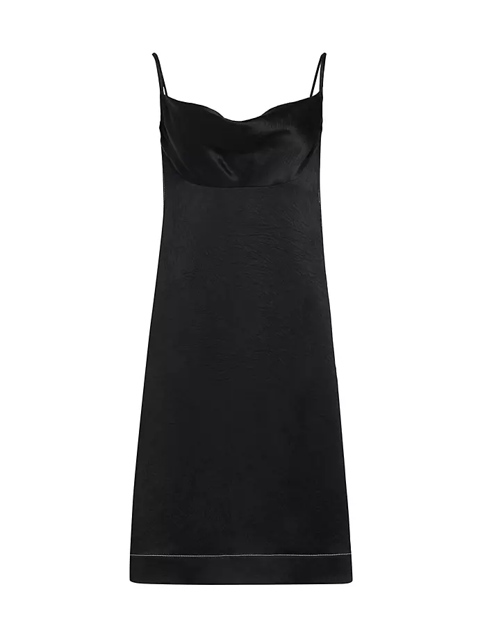 

Платье миди из мятого атласа с воротником-хомутом Proenza Schouler, черный