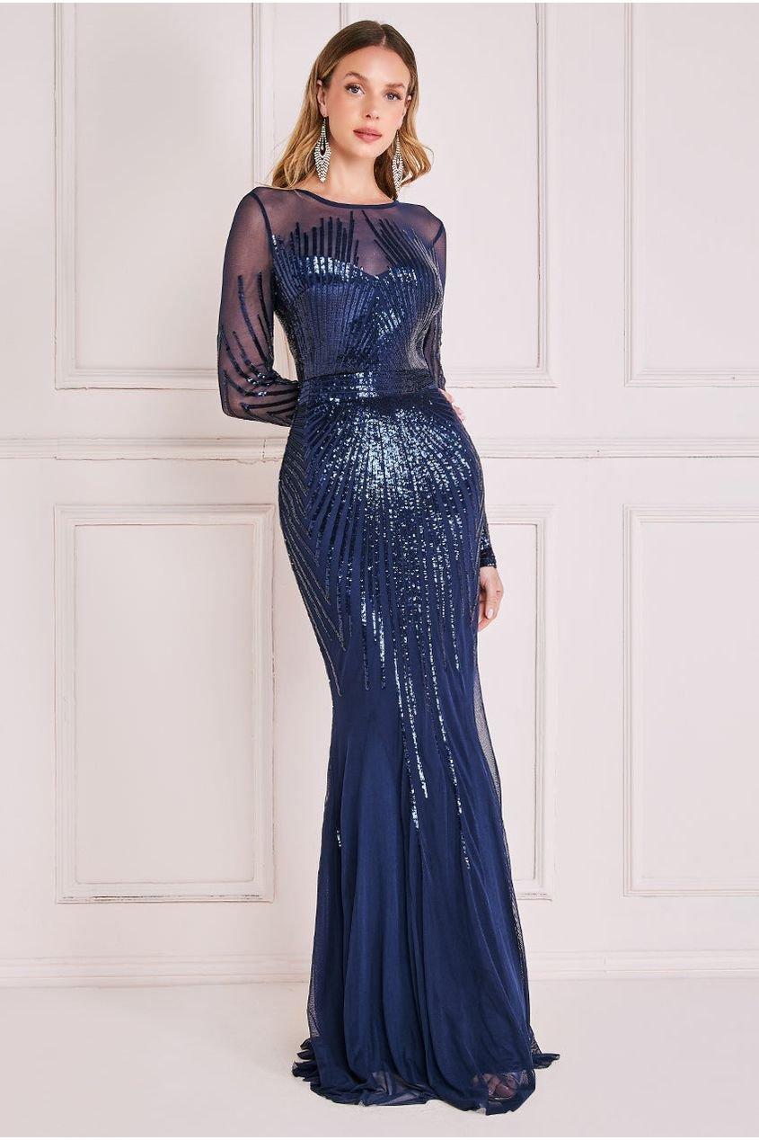Платье макси с пайетками Shooting Star Goddiva, темно-синий длинное платье с пайетками h