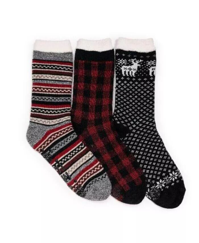 

Женские 3 шт. Высокие носки для отдыха на уютной подкладке MUK LUKS, мультиколор
