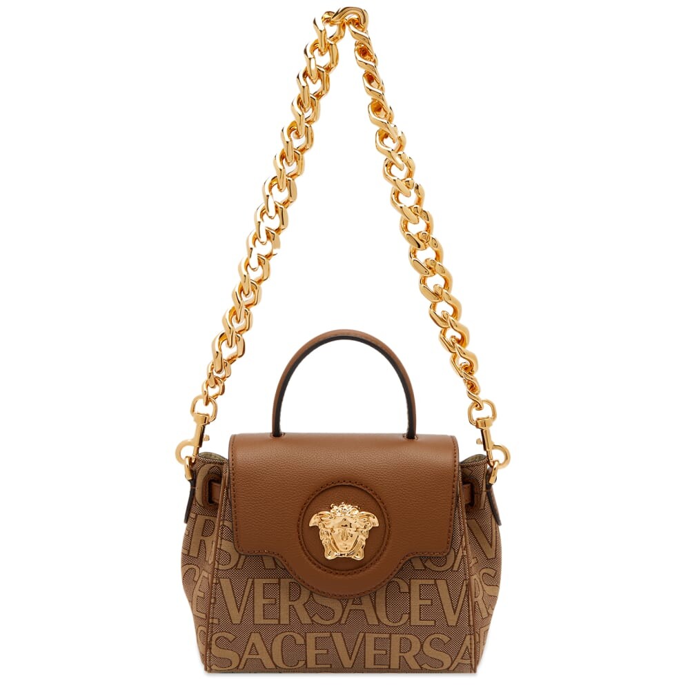 

Сумка Versace с логотипом на верхней ручке, бежевый
