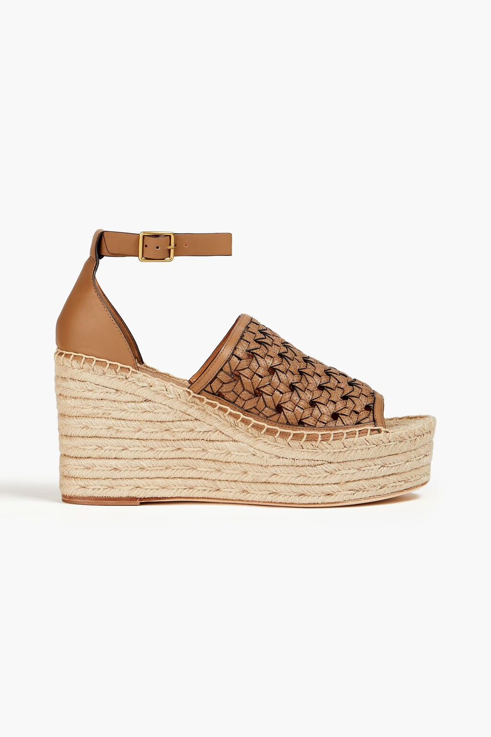 

Плетеные кожаные эспадрильи на платформе Tory Burch, серо-коричневый