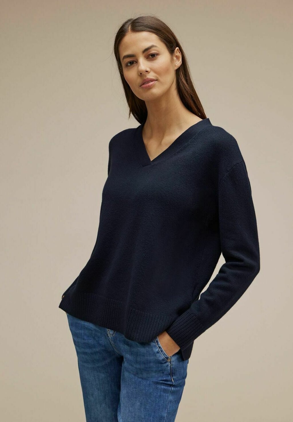 Вязаный свитер MIT V-NECK Street One, цвет blau