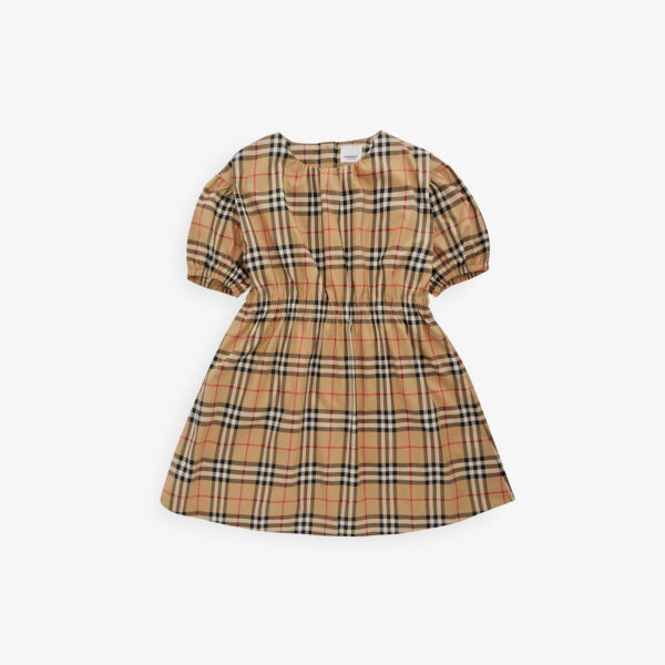 

Платье Shelley из эластичного хлопка в клетку с принтом 3–14 лет Burberry, бежевый